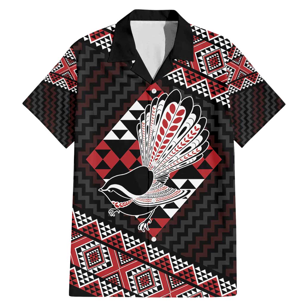 Taniko Aotearoa Family Matching Mermaid Dress and Hawaiian Shirt Poutama Mix Piwakawaka LT7 Dad's Shirt - Short Sleeve Red - Polynesian Pride