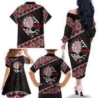 Taniko Aotearoa Family Matching Off The Shoulder Long Sleeve Dress and Hawaiian Shirt Poutama Mix Piwakawaka LT7 - Polynesian Pride