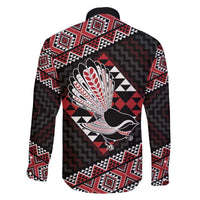 Taniko Aotearoa Family Matching Off The Shoulder Long Sleeve Dress and Hawaiian Shirt Poutama Mix Piwakawaka LT7 - Polynesian Pride
