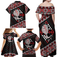 Taniko Aotearoa Family Matching Off Shoulder Maxi Dress and Hawaiian Shirt Poutama Mix Piwakawaka LT7 - Polynesian Pride