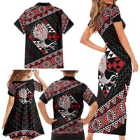 Taniko Aotearoa Family Matching Short Sleeve Bodycon Dress and Hawaiian Shirt Poutama Mix Piwakawaka LT7 - Polynesian Pride
