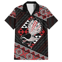 Taniko Aotearoa Family Matching Tank Maxi Dress and Hawaiian Shirt Poutama Mix Piwakawaka LT7 Dad's Shirt - Short Sleeve Red - Polynesian Pride