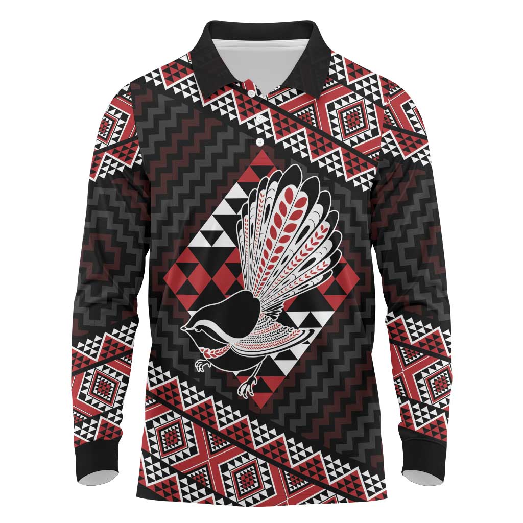 Taniko Aotearoa Long Sleeve Polo Shirt Poutama Mix Piwakawaka