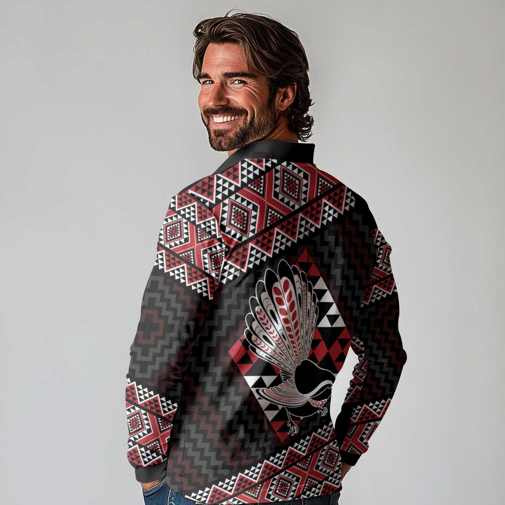 Taniko Aotearoa Long Sleeve Polo Shirt Poutama Mix Piwakawaka