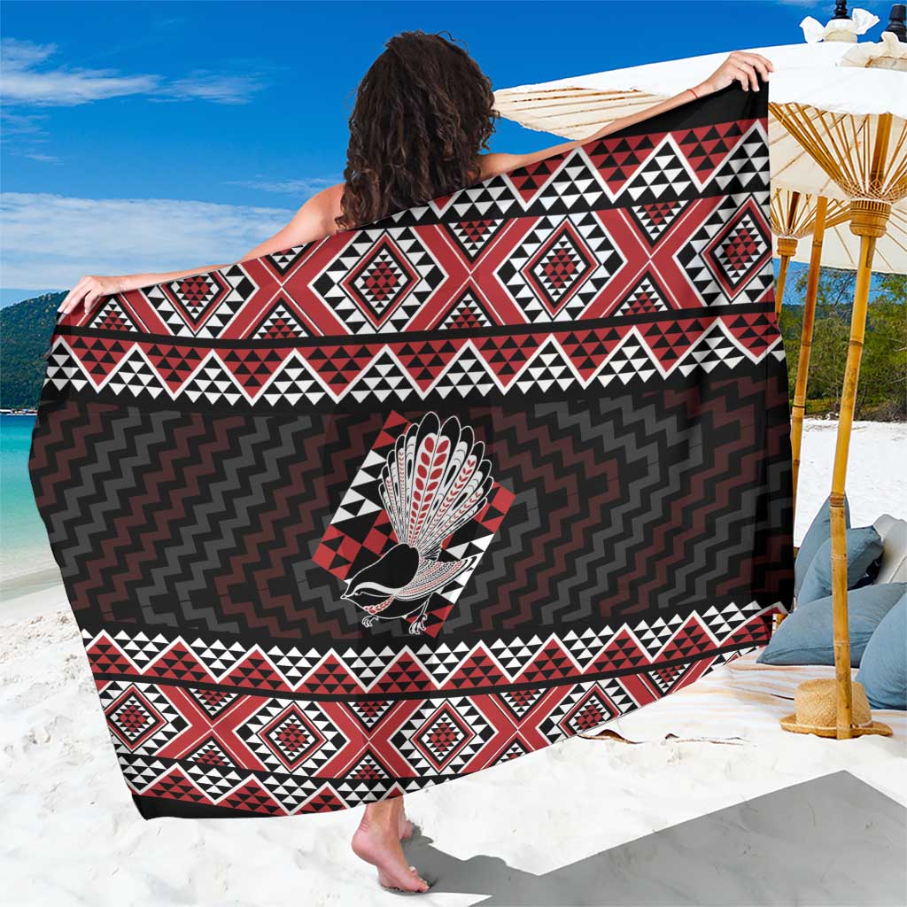 Taniko Aotearoa Sarong Poutama Mix Piwakawaka LT7 One Size 44 x 66 inches Red - Polynesian Pride