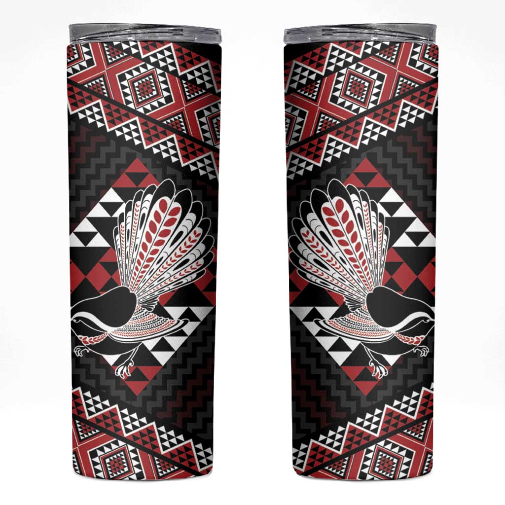 Taniko Aotearoa Skinny Tumbler Poutama Mix Piwakawaka LT7 Red - Polynesian Pride