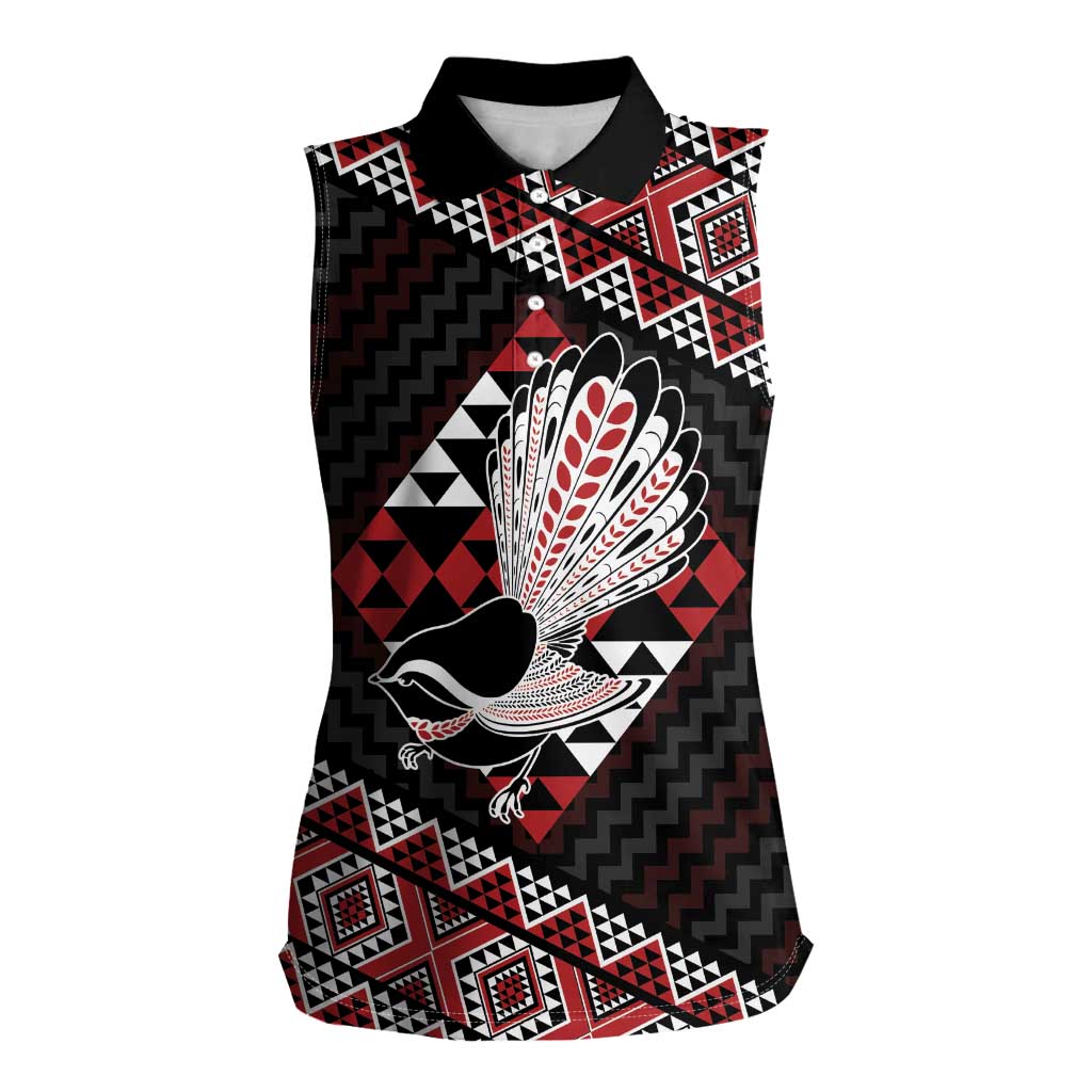 Taniko Aotearoa Women Sleeveless Polo Shirt Poutama Mix Piwakawaka