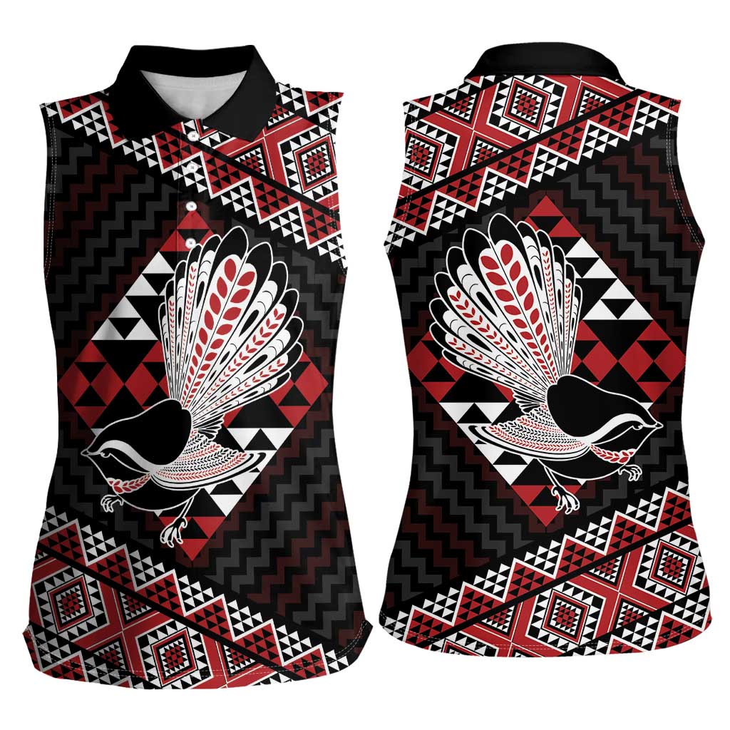 Taniko Aotearoa Women Sleeveless Polo Shirt Poutama Mix Piwakawaka