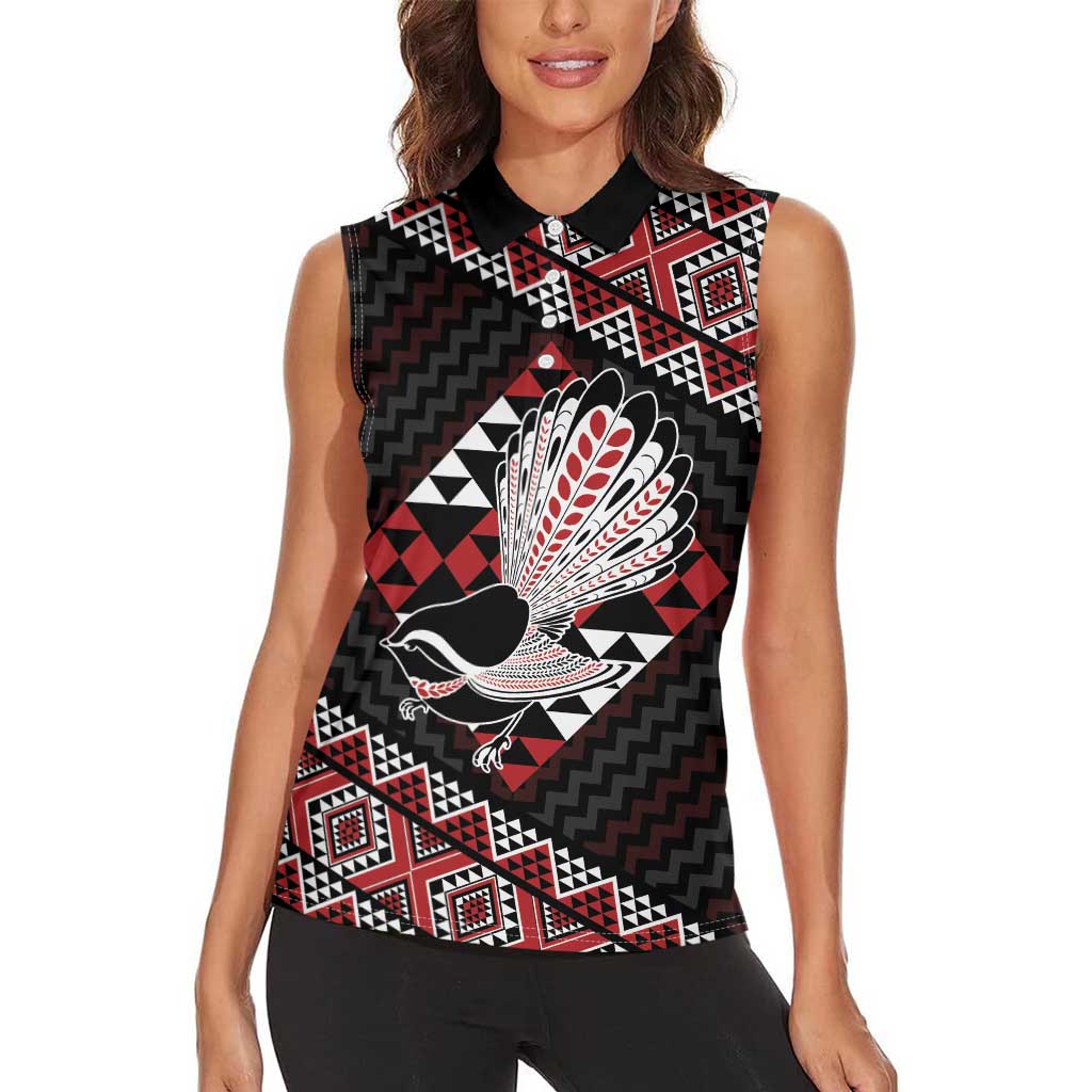 Taniko Aotearoa Women Sleeveless Polo Shirt Poutama Mix Piwakawaka