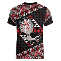 Taniko Aotearoa Women V-Neck T-Shirt Poutama Mix Piwakawaka