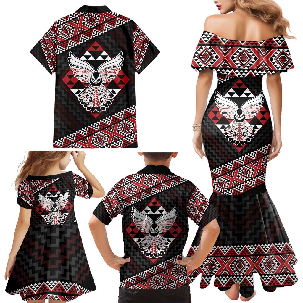 Taniko Aotearoa Family Matching Mermaid Dress and Hawaiian Shirt Poutama Mix Piwakawaka - Ver02 LT7 - Polynesian Pride