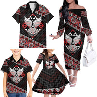 Taniko Aotearoa Family Matching Off The Shoulder Long Sleeve Dress and Hawaiian Shirt Poutama Mix Piwakawaka - Ver02 LT7 - Polynesian Pride
