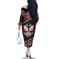 Taniko Aotearoa Family Matching Off The Shoulder Long Sleeve Dress and Hawaiian Shirt Poutama Mix Piwakawaka - Ver02 LT7 - Polynesian Pride