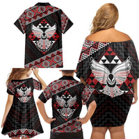 Taniko Aotearoa Family Matching Off Shoulder Short Dress and Hawaiian Shirt Poutama Mix Piwakawaka - Ver02 LT7 - Polynesian Pride