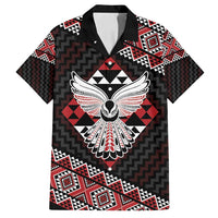 Taniko Aotearoa Family Matching Summer Maxi Dress and Hawaiian Shirt Poutama Mix Piwakawaka - Ver02 LT7 Dad's Shirt - Short Sleeve Red - Polynesian Pride