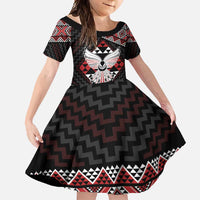 Taniko Aotearoa Family Matching Tank Maxi Dress and Hawaiian Shirt Poutama Mix Piwakawaka - Ver02 LT7 Daughter's Dress Red - Polynesian Pride