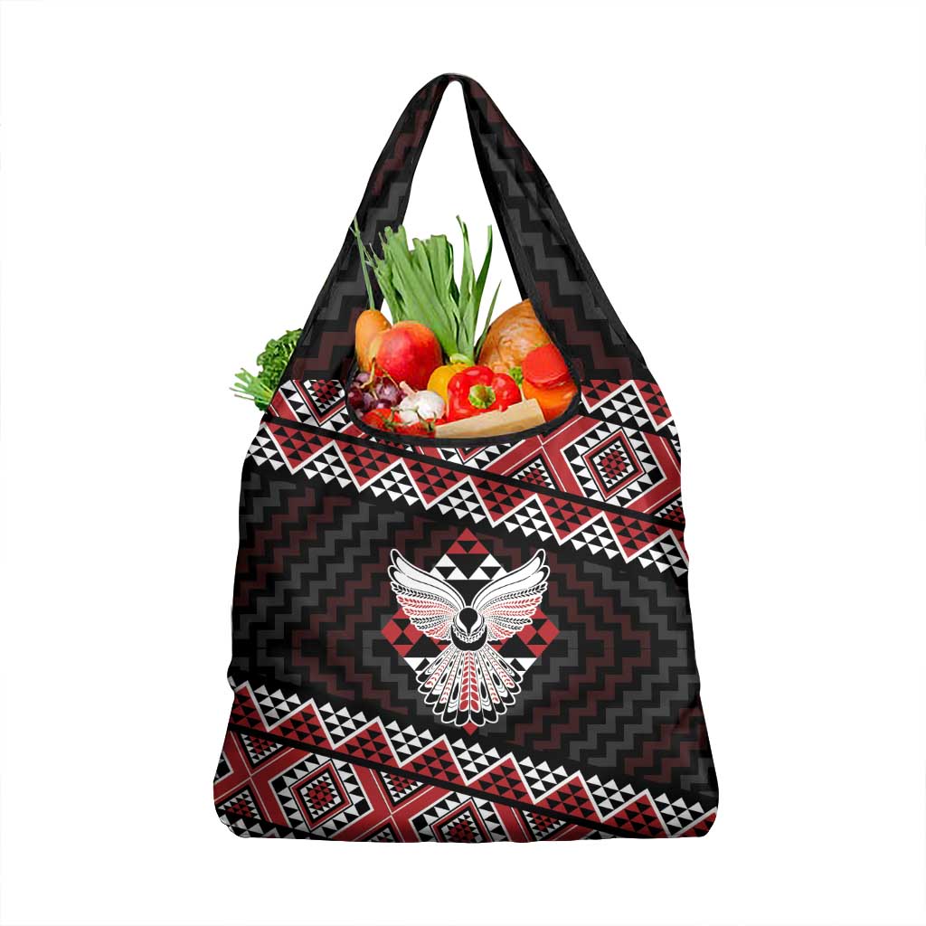Taniko Aotearoa Grocery Bag Poutama Mix Piwakawaka - Ver02 LT7 1-pack One Size Red - Polynesian Pride
