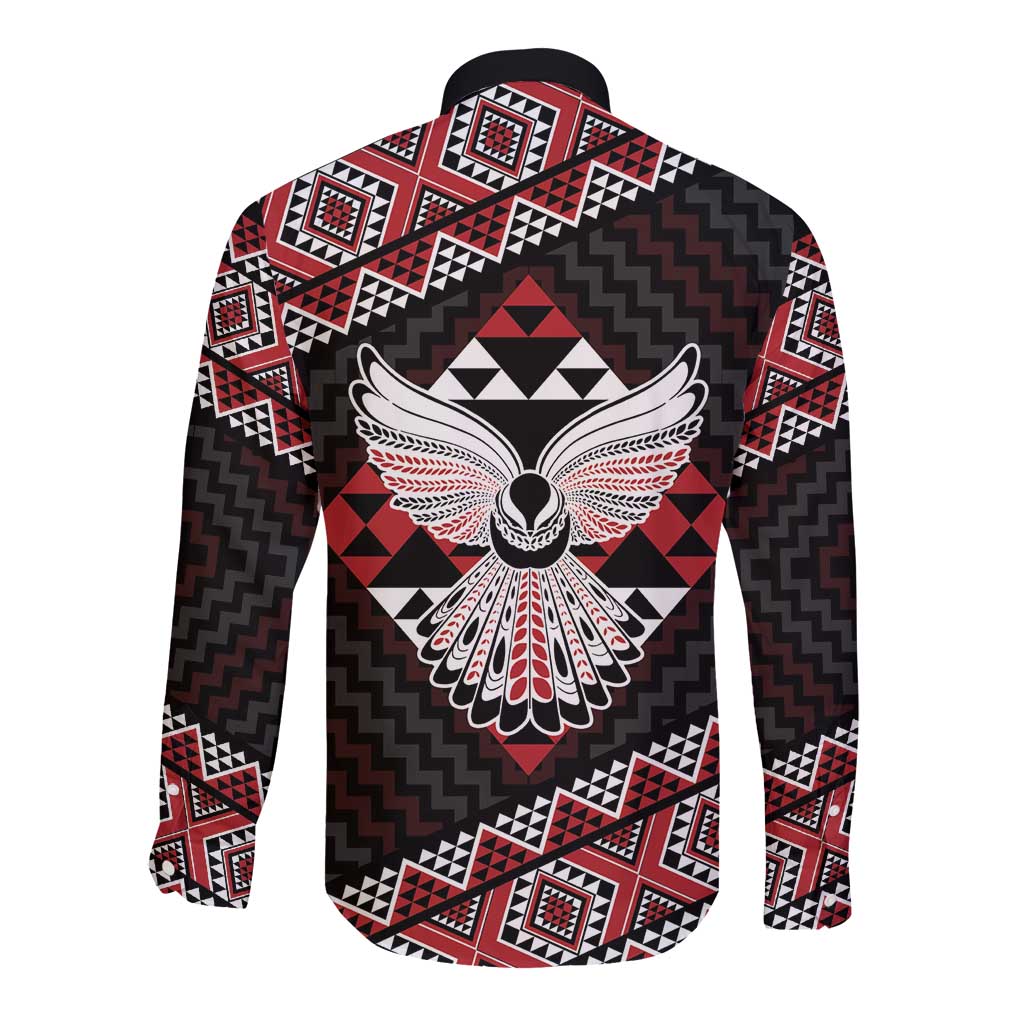 Taniko Aotearoa Long Sleeve Button Shirt Poutama Mix Piwakawaka - Ver02 LT7 - Polynesian Pride
