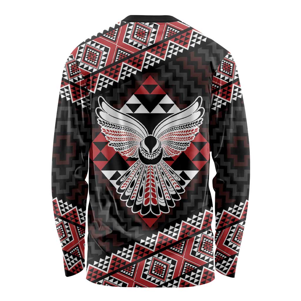 Taniko Aotearoa Long Sleeve Shirt Poutama Mix Piwakawaka - Ver02 LT7 - Polynesian Pride