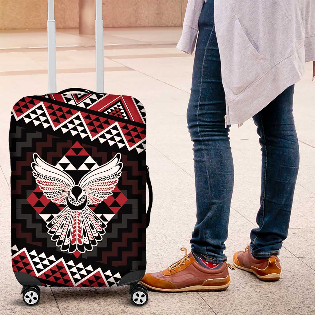 Taniko Aotearoa Luggage Cover Poutama Mix Piwakawaka - Ver02 LT7 Red - Polynesian Pride