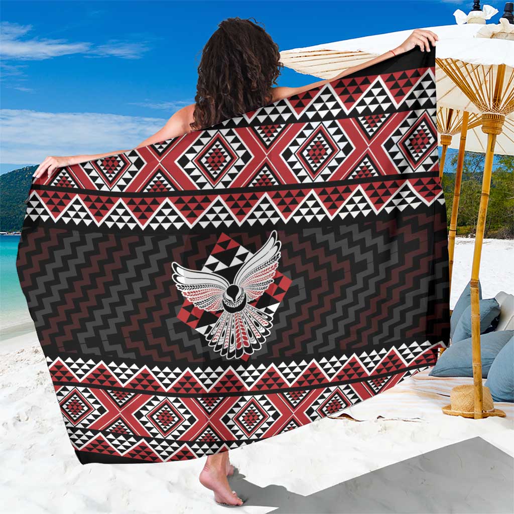 Taniko Aotearoa Sarong Poutama Mix Piwakawaka - Ver02 LT7 One Size 44 x 66 inches Red - Polynesian Pride