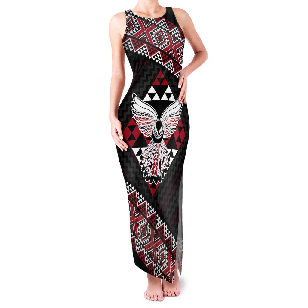 Taniko Aotearoa Tank Maxi Dress Poutama Mix Piwakawaka - Ver02 LT7 Women Red - Polynesian Pride