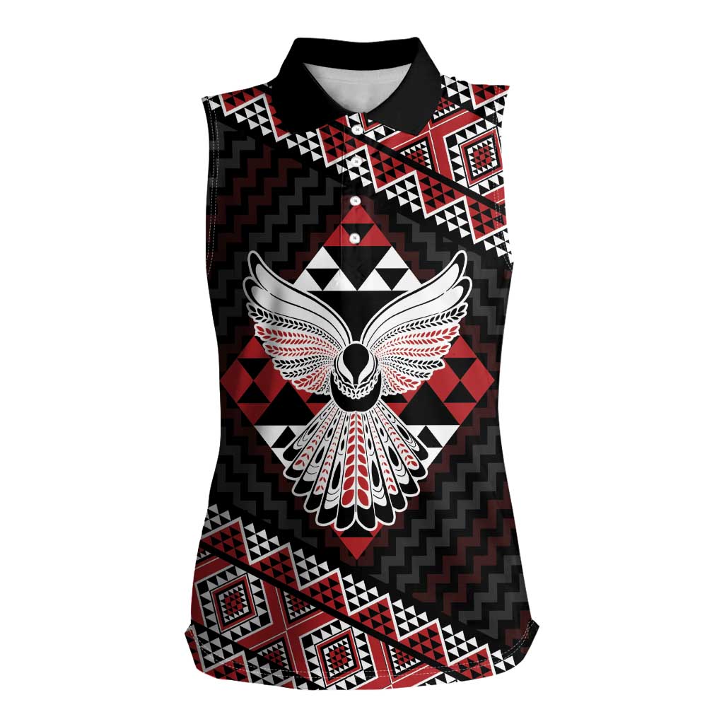 Taniko Aotearoa Women Sleeveless Polo Shirt Poutama Mix Piwakawaka - Ver02