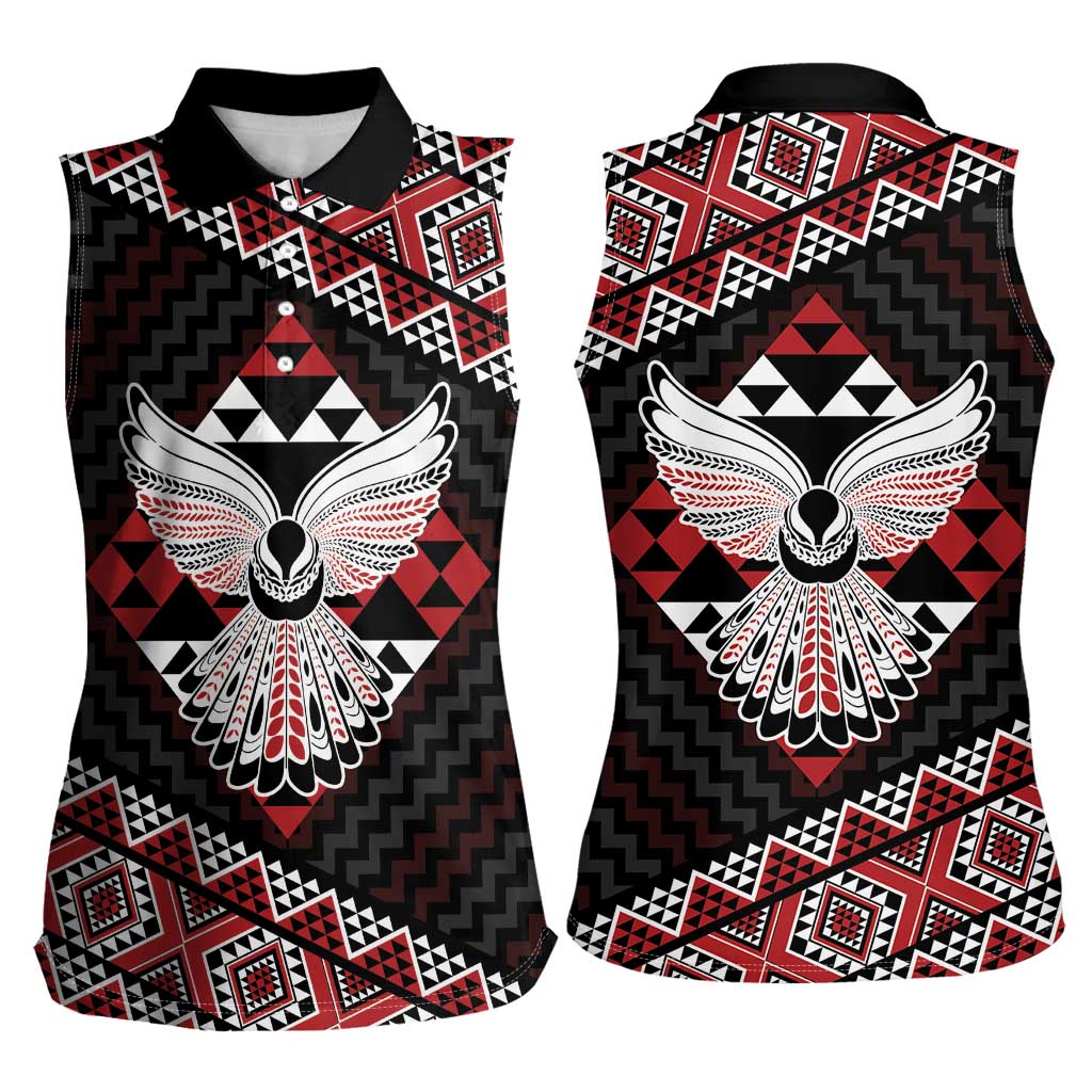 Taniko Aotearoa Women Sleeveless Polo Shirt Poutama Mix Piwakawaka - Ver02