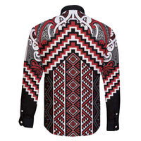 Maori Tukutuku Taniko Motifs Family Matching Mermaid Dress and Hawaiian Shirt Red Poutama Mix Kowhaiwhai LT7 - Polynesian Pride