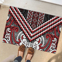 Maori Tukutuku Taniko Motifs Rubber Doormat Red Poutama Mix Kowhaiwhai