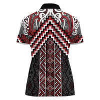 Maori Tukutuku Taniko Motifs Women Polo Shirt Red Poutama Mix Kowhaiwhai