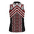 Maori Tukutuku Taniko Motifs Women Sleeveless Polo Shirt Red Poutama Mix Kowhaiwhai