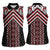 Maori Tukutuku Taniko Motifs Women Sleeveless Polo Shirt Red Poutama Mix Kowhaiwhai