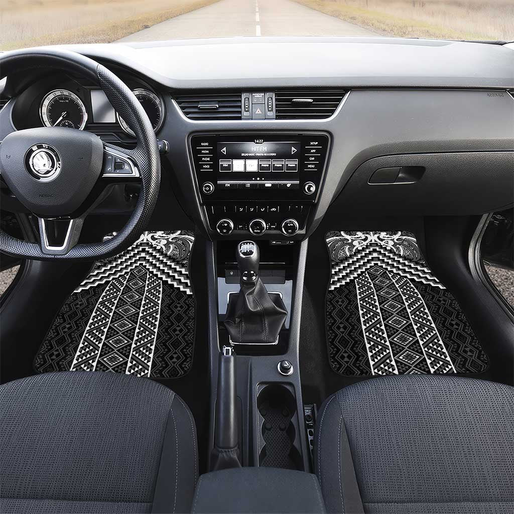 Maori Tukutuku Taniko Motifs Car Mats Black Poutama Mix Kowhaiwhai