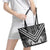 Maori Tukutuku Taniko Motifs Leather Tote Bag Black Poutama Mix Kowhaiwhai