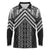 Maori Tukutuku Taniko Motifs Long Sleeve Polo Shirt Black Poutama Mix Kowhaiwhai