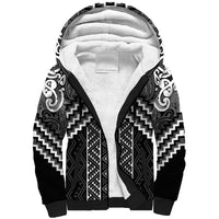 Maori Tukutuku Taniko Motifs Sherpa Hoodie Black Poutama Mix Kowhaiwhai LT7 Unisex Black - Polynesian Pride