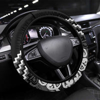 Maori Tukutuku Taniko Motifs Steering Wheel Cover Black Poutama Mix Kowhaiwhai LT7 Universal Fit Black - Polynesian Pride
