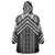 Maori Tukutuku Taniko Motifs Wearable Blanket Hoodie Black Poutama Mix Kowhaiwhai