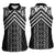Maori Tukutuku Taniko Motifs Women Sleeveless Polo Shirt Black Poutama Mix Kowhaiwhai