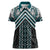 Maori Tukutuku Taniko Motifs Women Polo Shirt Teal Poutama Mix Kowhaiwhai
