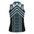 Maori Tukutuku Taniko Motifs Women Sleeveless Polo Shirt Teal Poutama Mix Kowhaiwhai