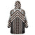 Maori Tukutuku Taniko Motifs Wearable Blanket Hoodie Brown Poutama Mix Kowhaiwhai