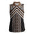 Maori Tukutuku Taniko Motifs Women Sleeveless Polo Shirt Brown Poutama Mix Kowhaiwhai