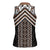 Maori Tukutuku Taniko Motifs Women Sleeveless Polo Shirt Brown Poutama Mix Kowhaiwhai