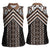 Maori Tukutuku Taniko Motifs Women Sleeveless Polo Shirt Brown Poutama Mix Kowhaiwhai