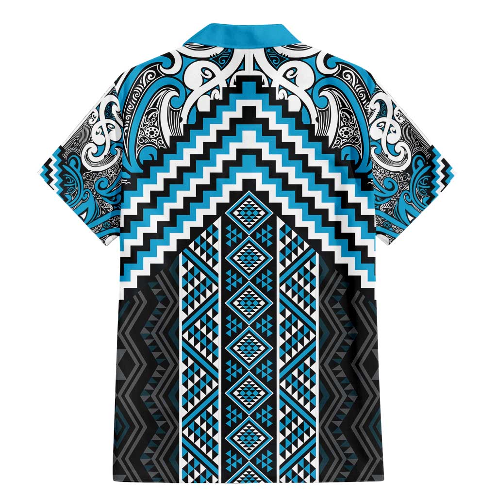 Maori Tukutuku Taniko Motifs Family Matching Mermaid Dress and Hawaiian Shirt Turquoise Poutama Mix Kowhaiwhai LT7 - Polynesian Pride