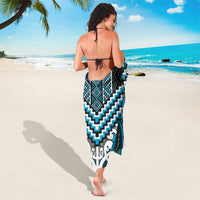 Maori Tukutuku Taniko Motifs Sarong Turquoise Poutama Mix Kowhaiwhai
