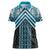 Maori Tukutuku Taniko Motifs Women Polo Shirt Turquoise Poutama Mix Kowhaiwhai