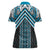 Maori Tukutuku Taniko Motifs Women Polo Shirt Turquoise Poutama Mix Kowhaiwhai